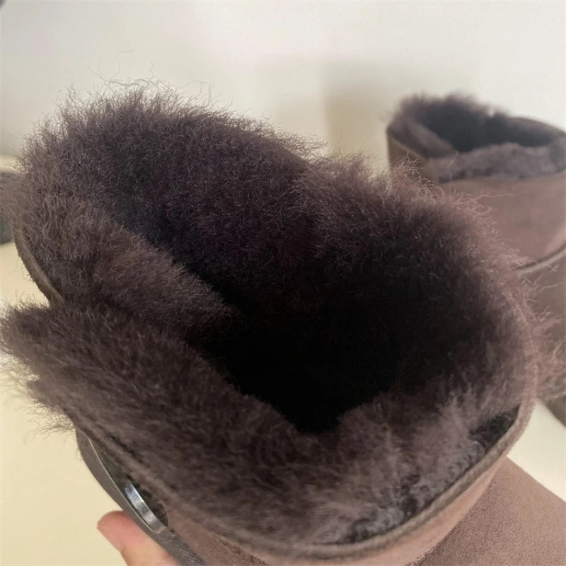 2026 New Design Winter Boots Women Super Mini Real Sheepskin Wool Comfort Warm Natural Fur Shoe Man Classic Snow Boot Size 35-44