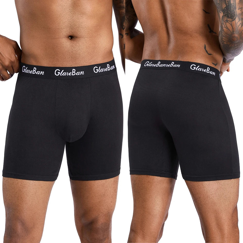 10Pcs Black Mens Mid Length Boxer Briefs Ultra Soft Breathable Stretch Comfort Underwear for Daily Commute Home Gym