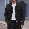 2025 new men's casual spring and autumn solid color single-breasted jacket pocket long-sleeved coat