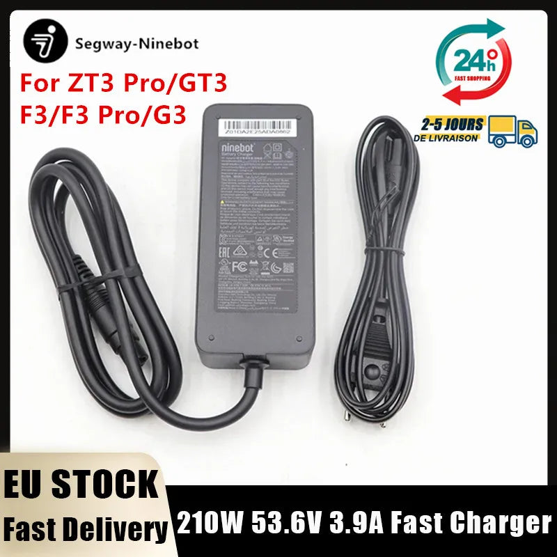 EU Stock Original 210W 53.6V 3.9A Fast Charger for Ninebot by Segway ZT3 Pro/GT3/F3/F3 Pro/G3 Electric Scooter Power Adapter