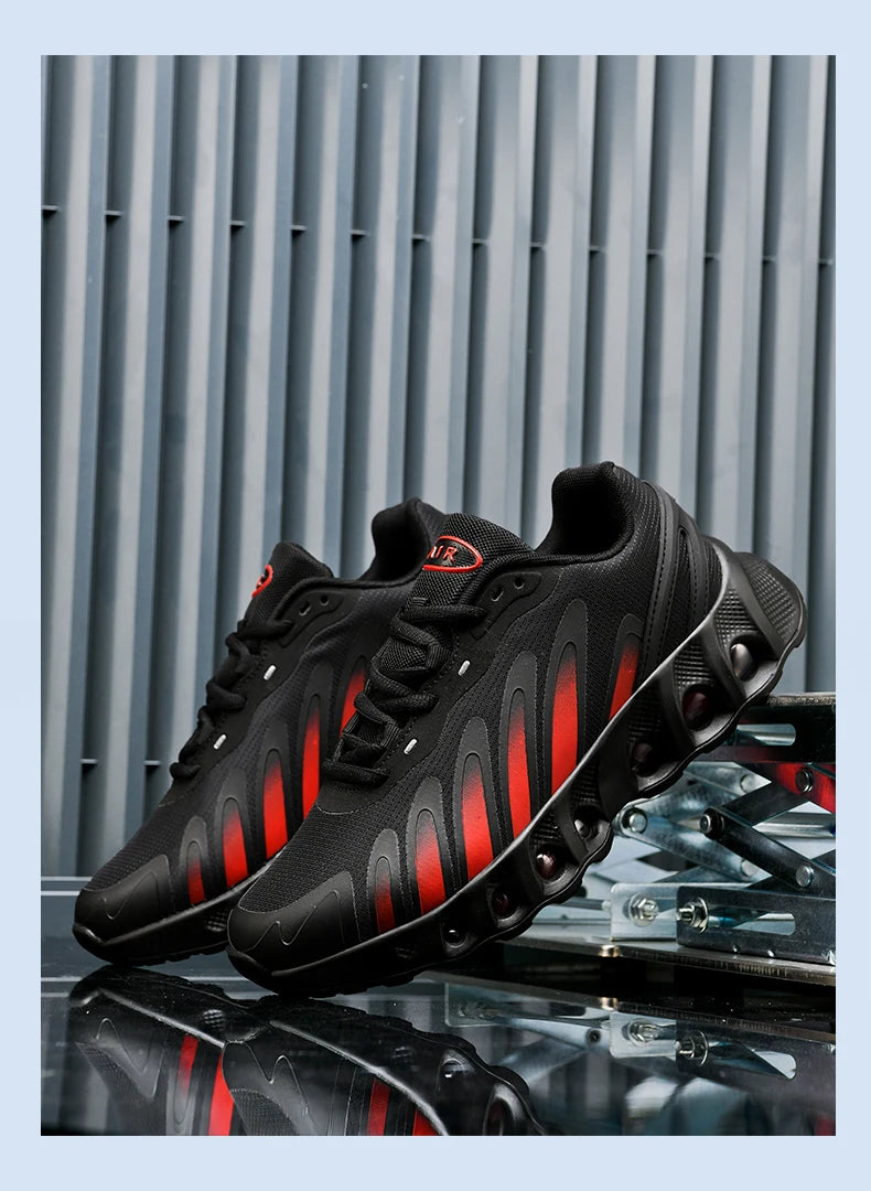 New men's sneakers PU air cushion anti-slip shock absorber running shoes outdoor lightweight and breathable mesh running shoes