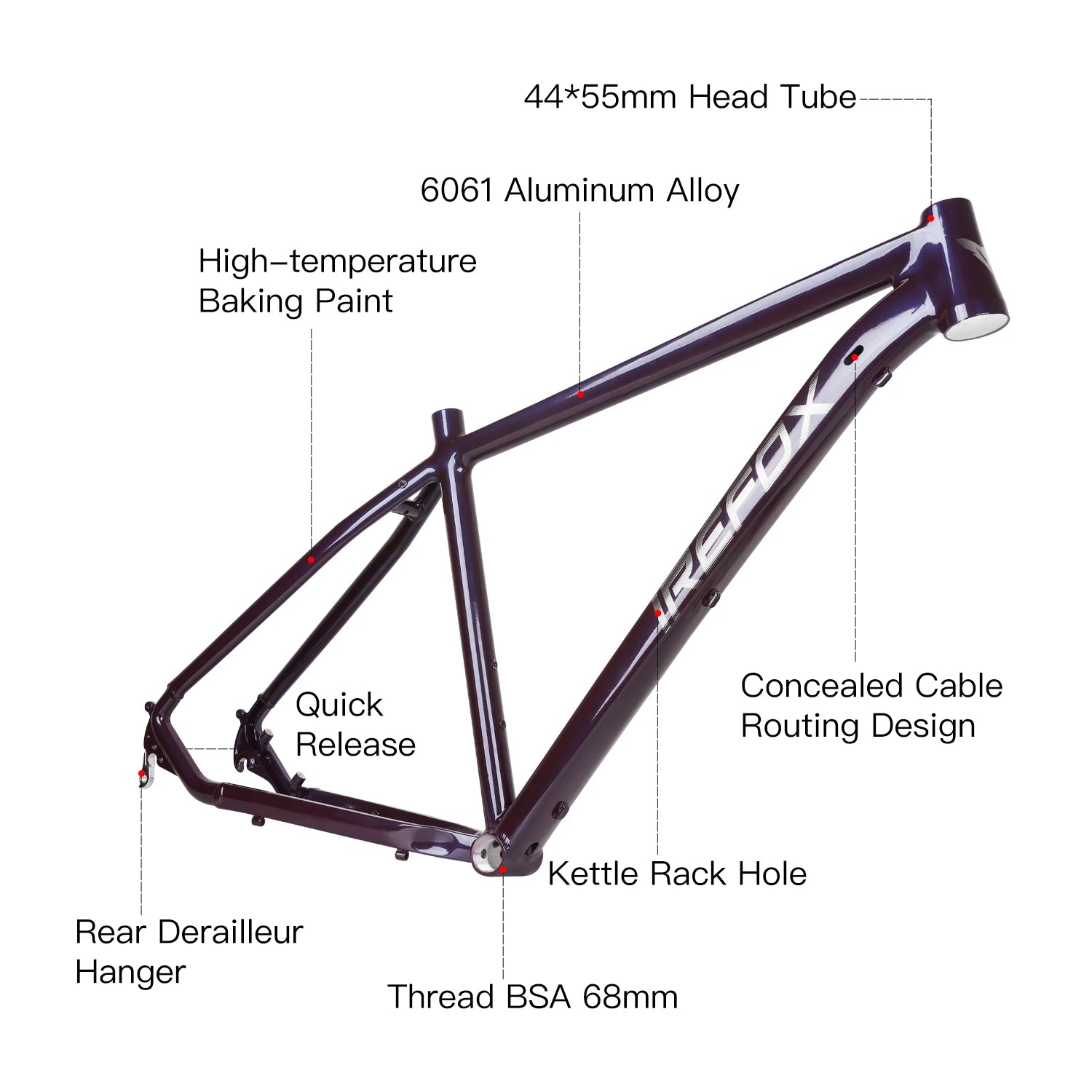 IREFOX XC Frame 29inch MTB Hardtail Frame 135x10mm QR 17inch 19inch Mountain Bike Disc Brake 6061 Aluminum Alloy Bicycle Frame