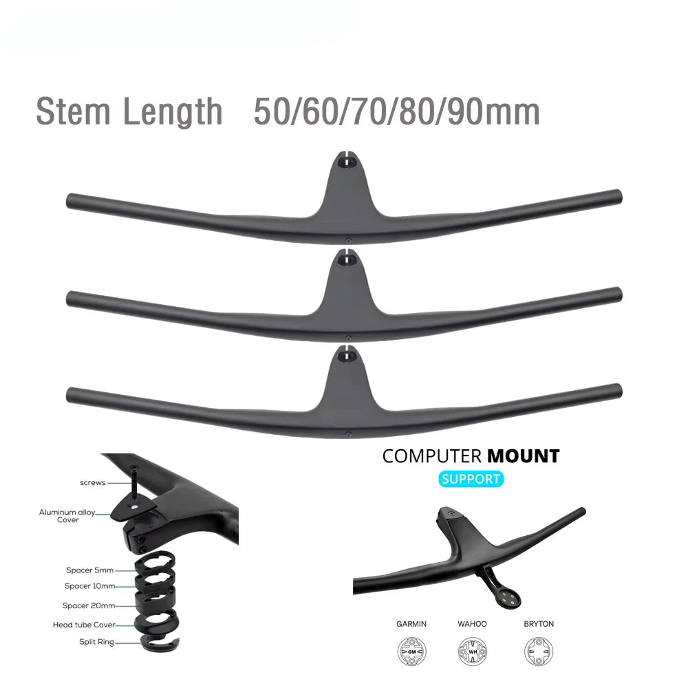 SYNCRO Full Carbon Fibre Integrated Cockpit  Internal Cable -17° 50mm-90mm MTB Carbon Handlebar For MTB XC 4 color Logo