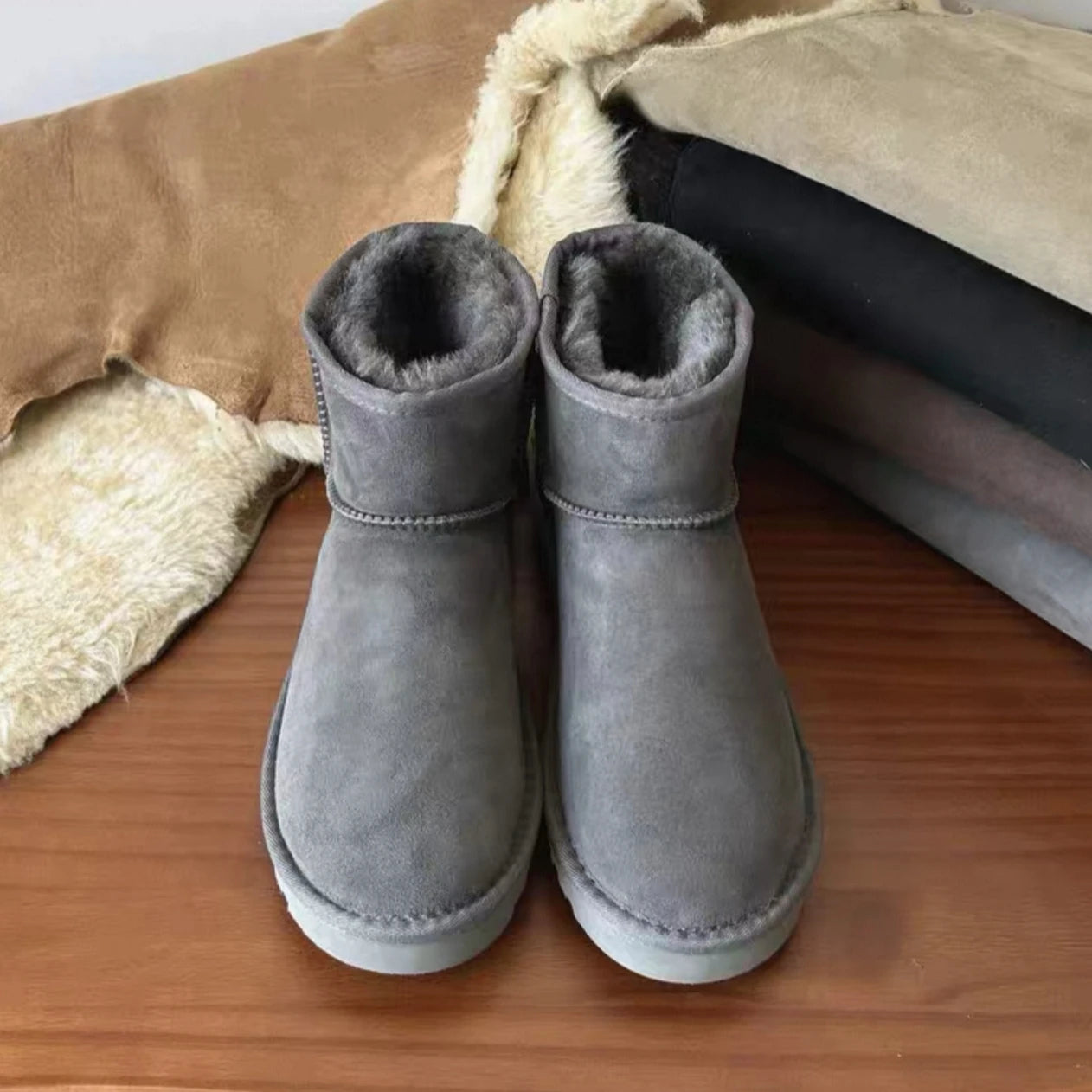 2026 New Design Winter Boots Women Super Mini Real Sheepskin Wool Comfort Warm Natural Fur Shoe Man Classic Snow Boot Size 35-44