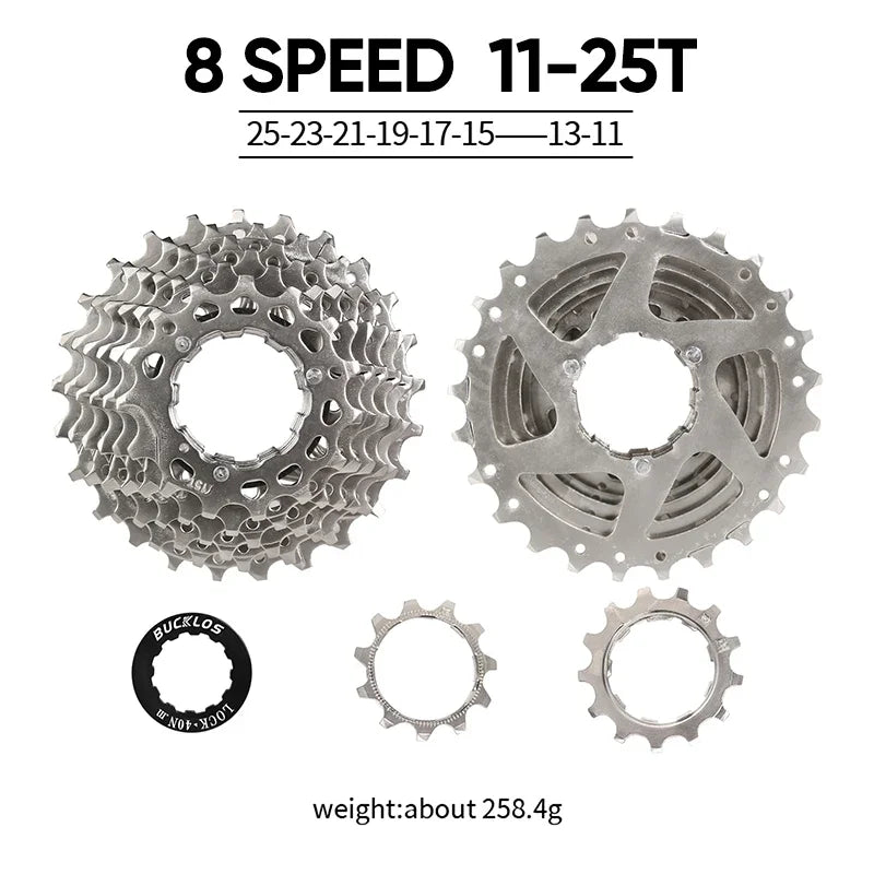 BUCKLOS Bike Cassette 8/9 Speed Bicycle Freewheel 11-25T/28T/32T/34T/36T/40T Road Mountain Bike Cassette for HG Hub Bicycle Part
