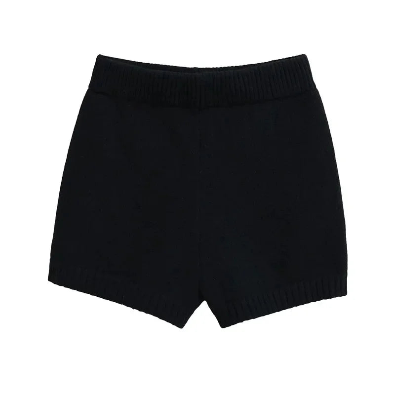 High-Waisted Elastic Knit Shorts Women's Anti-Exposure Outerwear Warm Pants Base Layer Thermal Pants Harajuku Vintage Y2K Shorts