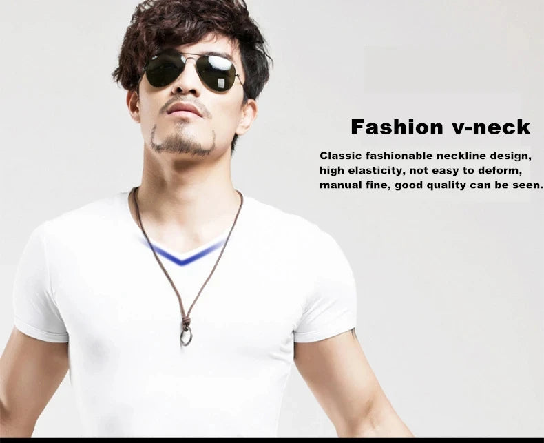 2026 Brand New Men T Shirt Tops V neck Short Sleeve Tees Men's Fashion Fitness Hot T-shirt For Male Man T-shirt Size 5XL
