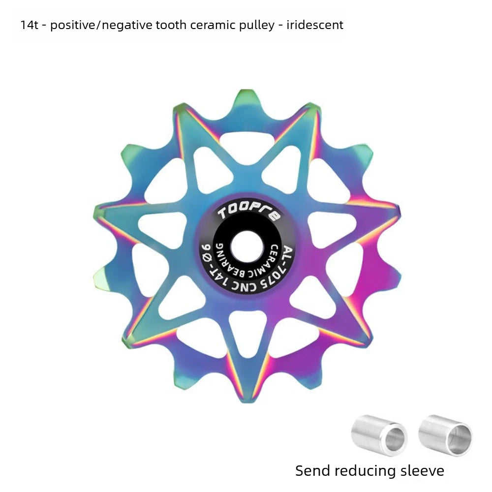 TOOPRE Bicycle Derailleur Jockey Wheels 10/12/14/16T Aluminum Ceramic Bearing Positive Negative Teeth Pulley Hollow Lightweight