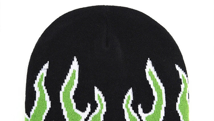 Autumn Winter Halloween Knitted Hat Men's Hip-hop Street Flame Pullover Bonnet Outdoor Riding Beanies Cap Wild Brimmed Hats