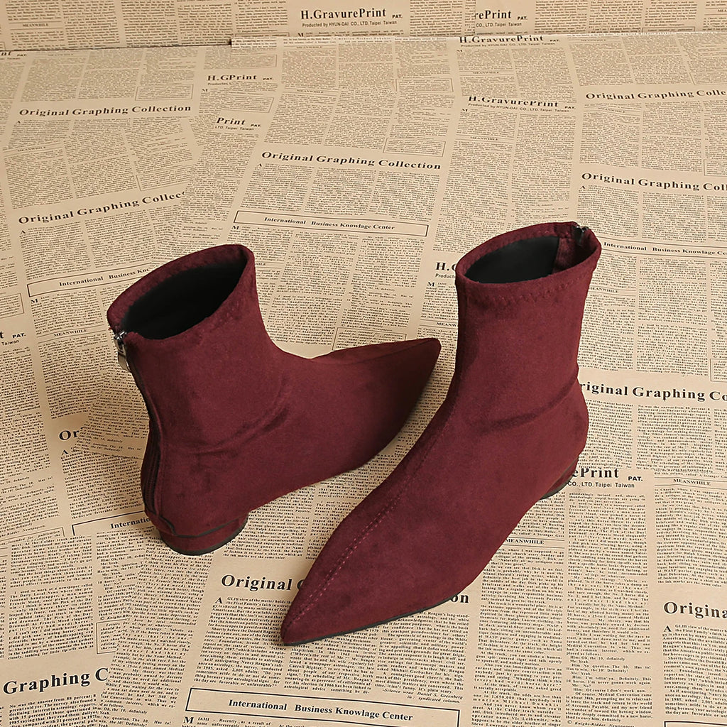 2025 Autumn Suede Warm Casual Women's Ankle Boots Comfortable and Elegant Pointed Toe Party Low Heel New Women's High Heels
