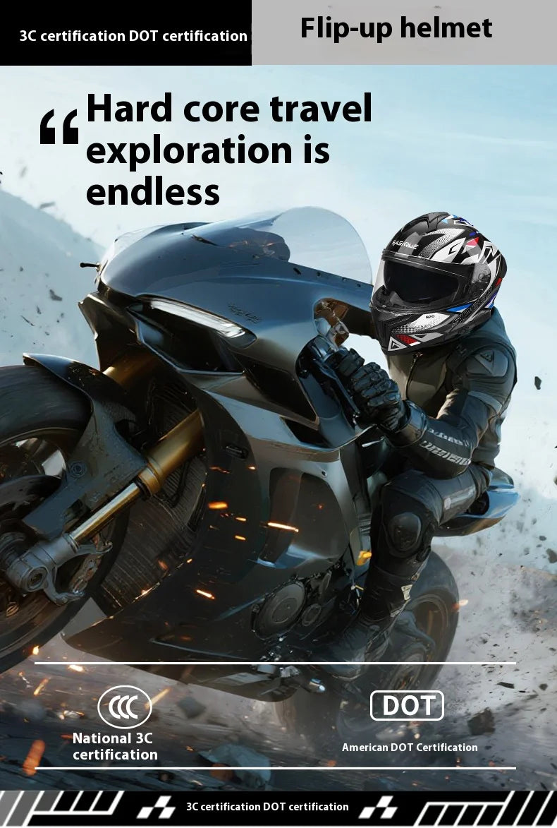 New Flip Up Motorcycle Helmet Dual Lens Sun Visor DOT Certified Bluetooth Compatible Unisex Adult Motorbike Full Face Helmet