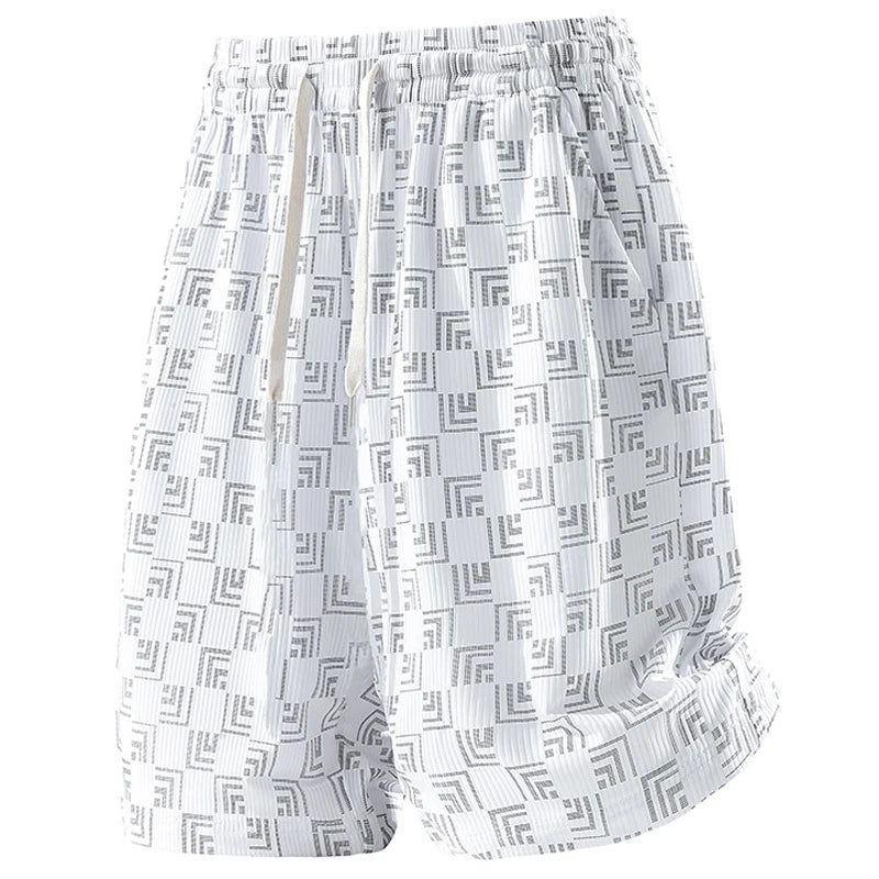 Men's Printed Cargo Shorts Summer Ice Silk Casual Loose Plus-Size 7XL 8XL Shorts Outdoor Gym Running Sports Five-Point Shorts