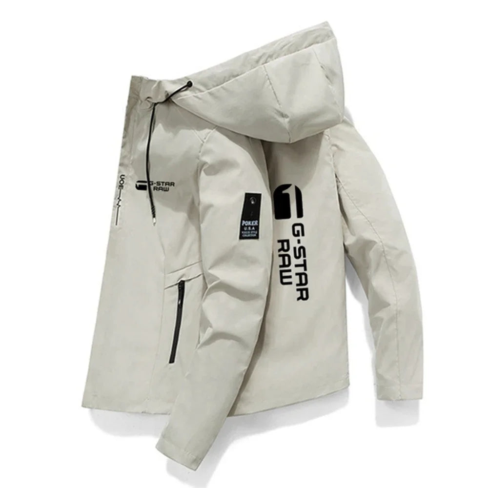 2026 New Season Spring and Autumn Men's Jacket - High-Quality Printed Outdoor Sports Hooded Fashion Sporty Casual Jacket