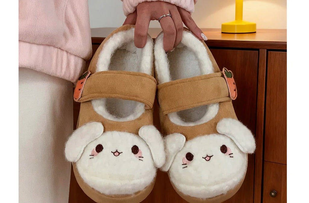 New fuzzy house slippers woman sweet furry cat designer mary janes shoes for women thick sole home slipper floor shoes bedroom
