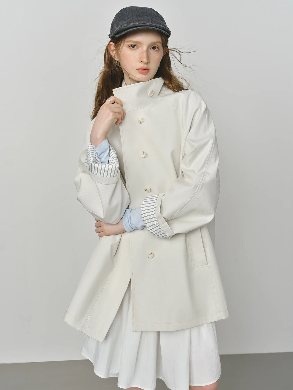 FSLE British Style Design Stand Collar Windbreaker Trench Jacket for Women 2025 Autumn New Arrival Casual Chic Coats for Women