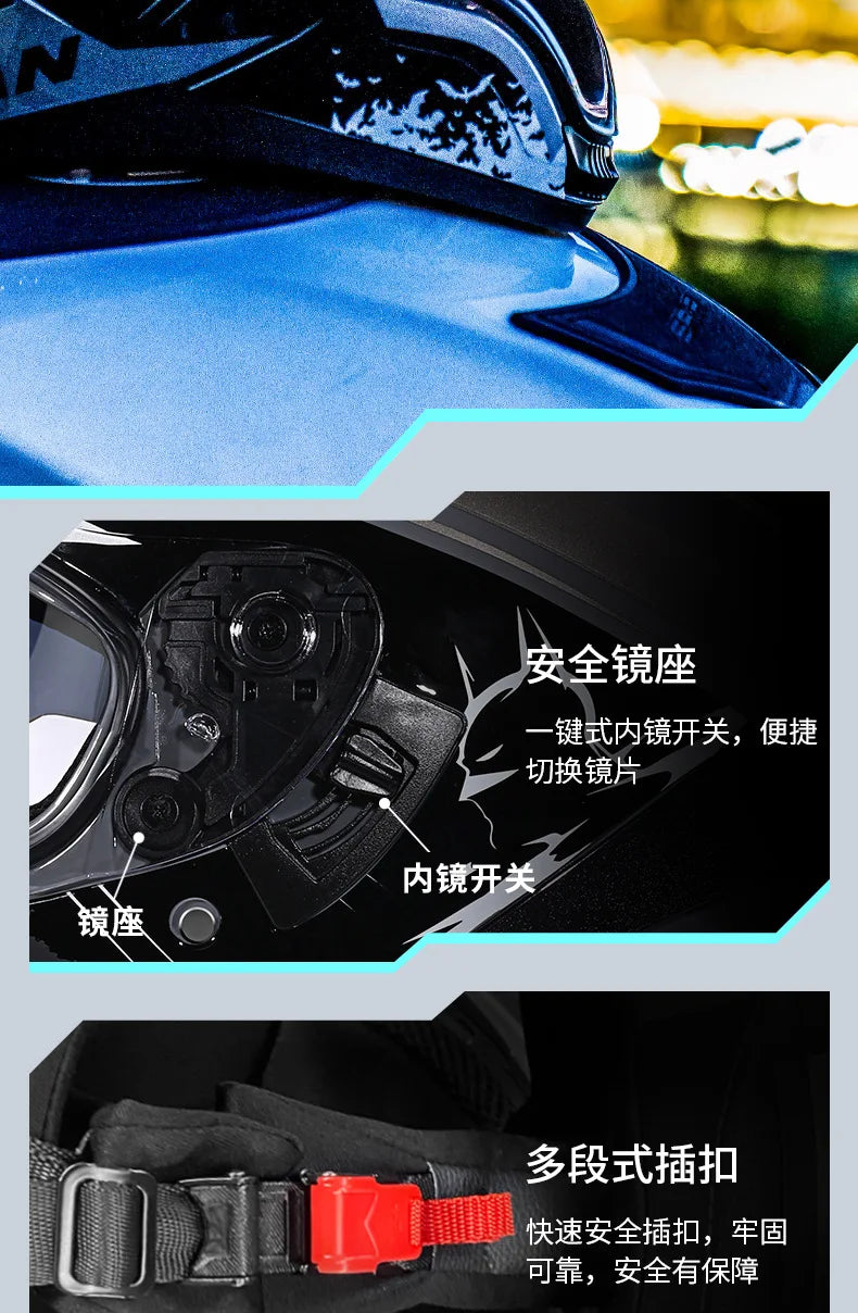2026 New Motorcycle Helmet Standard DOT Double Mirror Drinkable Water Ghost Face Helmet Cycling Locomotive Full Helmet