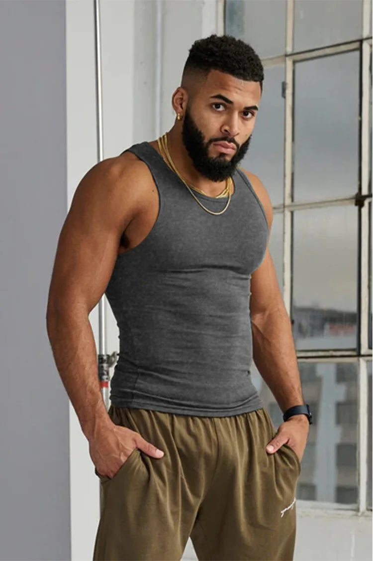 Summer Men's Sports Clothing Casual Vest Fashion Round Neck Quick Dry Tank Top Male Outdoor Gym Fitness Sleeveless Base Shirt