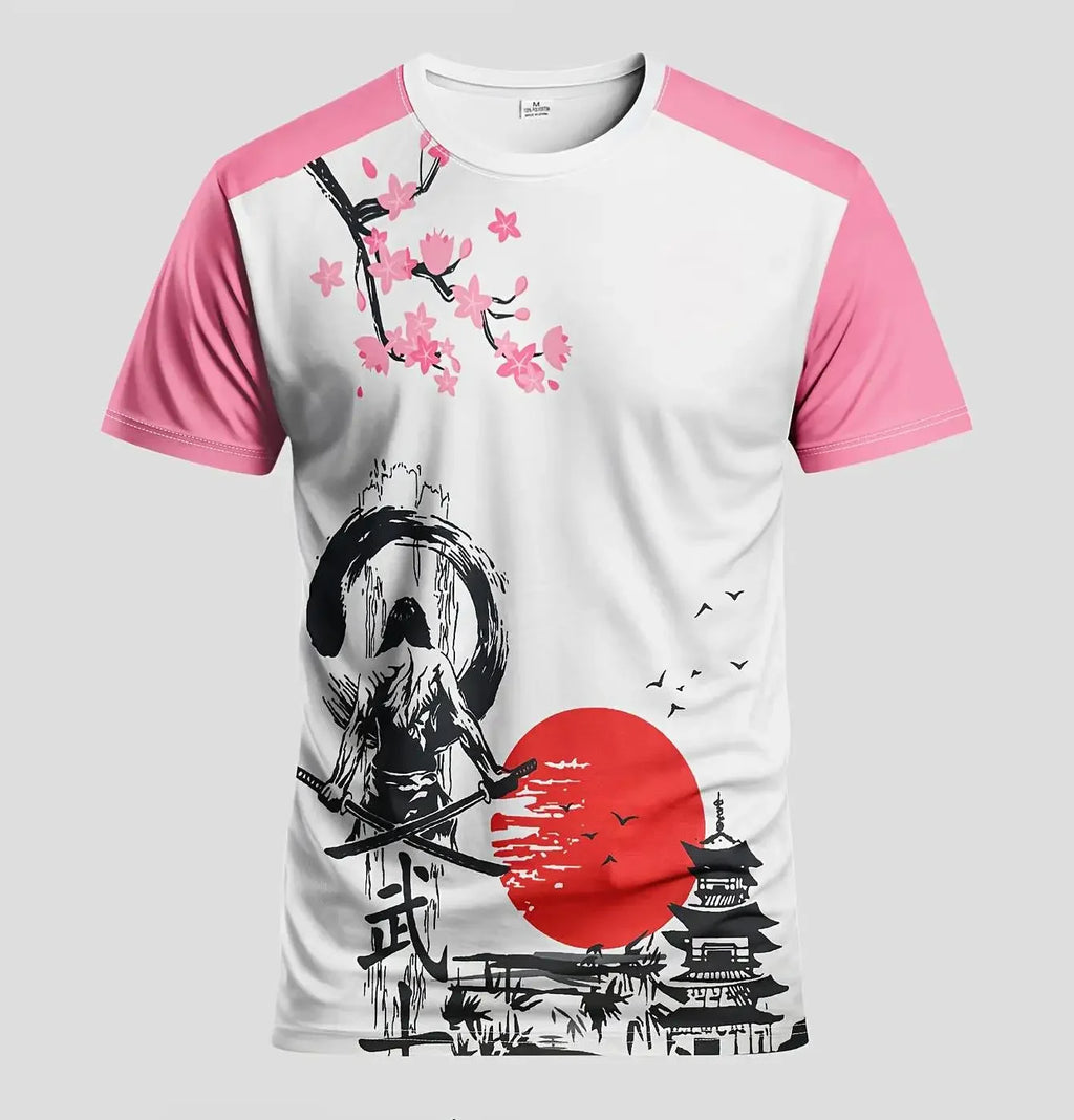 The Japanese Samurai Style Men's Soccer Jersey & Crew Neck Comfortable Sports Top, Suitable For Soccer Match, Training,  Gift