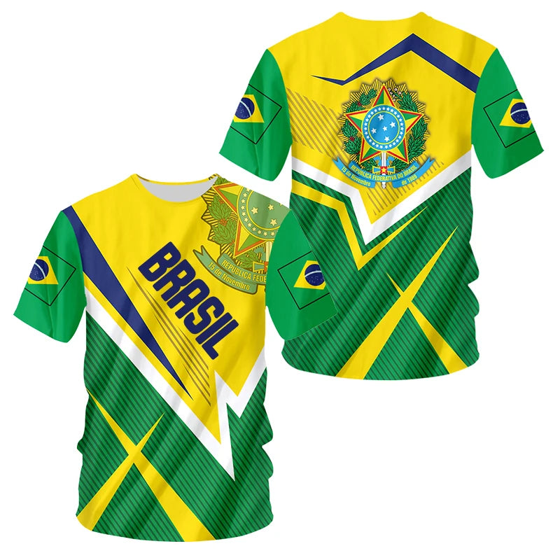 Brasil Totem Graphic T Shirt for Men 3D Printed Football Sports T-shirt Fashion Boys Streetwear Summer Quick Drying Short Sleeve