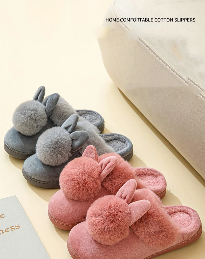 Evshine Winter Plush House Slippers For Women Cute Cartoon Indoor Fuzzy Slides Fur Lined Cotton Shoes Cozy Bedroom Furry Slipper