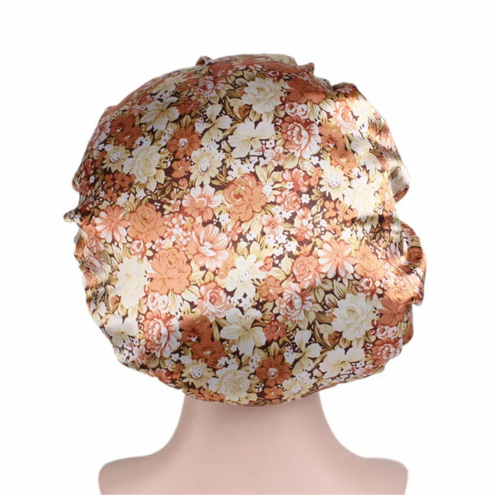 Hair Caps for Sleeping Women Bath Double Layer Headwear Cover Hat Curly New Satin Sleeping Hair Cap Skullies Beanies Accessories