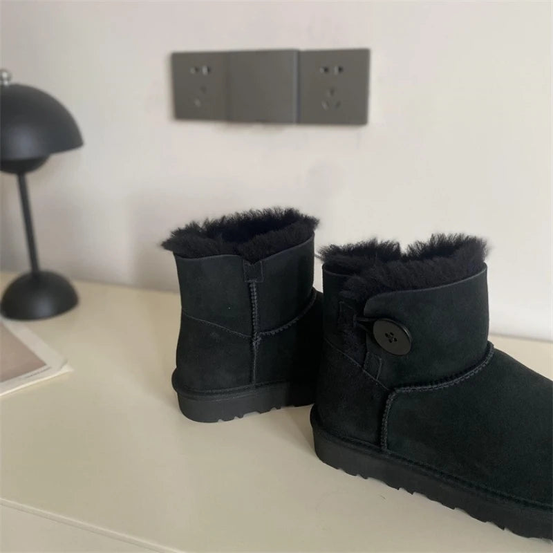 2026 New Design Winter Boots Women Super Mini Real Sheepskin Wool Comfort Warm Natural Fur Shoe Man Classic Snow Boot Size 35-44