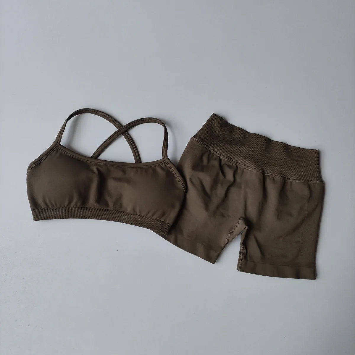 Women's 2-Piece Yoga Suit Seamless Fitness Suit Gym Clothes Sports Bra Impact Shorts Set Workout Set Gym Outfit