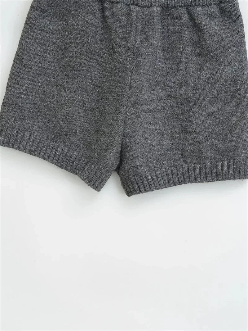 High-Waisted Elastic Knit Shorts Women's Anti-Exposure Outerwear Warm Pants Base Layer Thermal Pants Harajuku Vintage Y2K Shorts