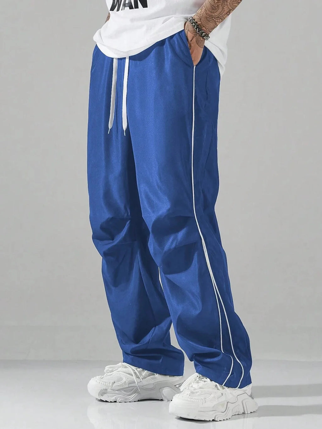Retro Vintage Wide Leg Loose Pants Spring Summer Me High Elastic Waist Pocket Sporty Long Trousers LXDZ-KJ-CK029-WW