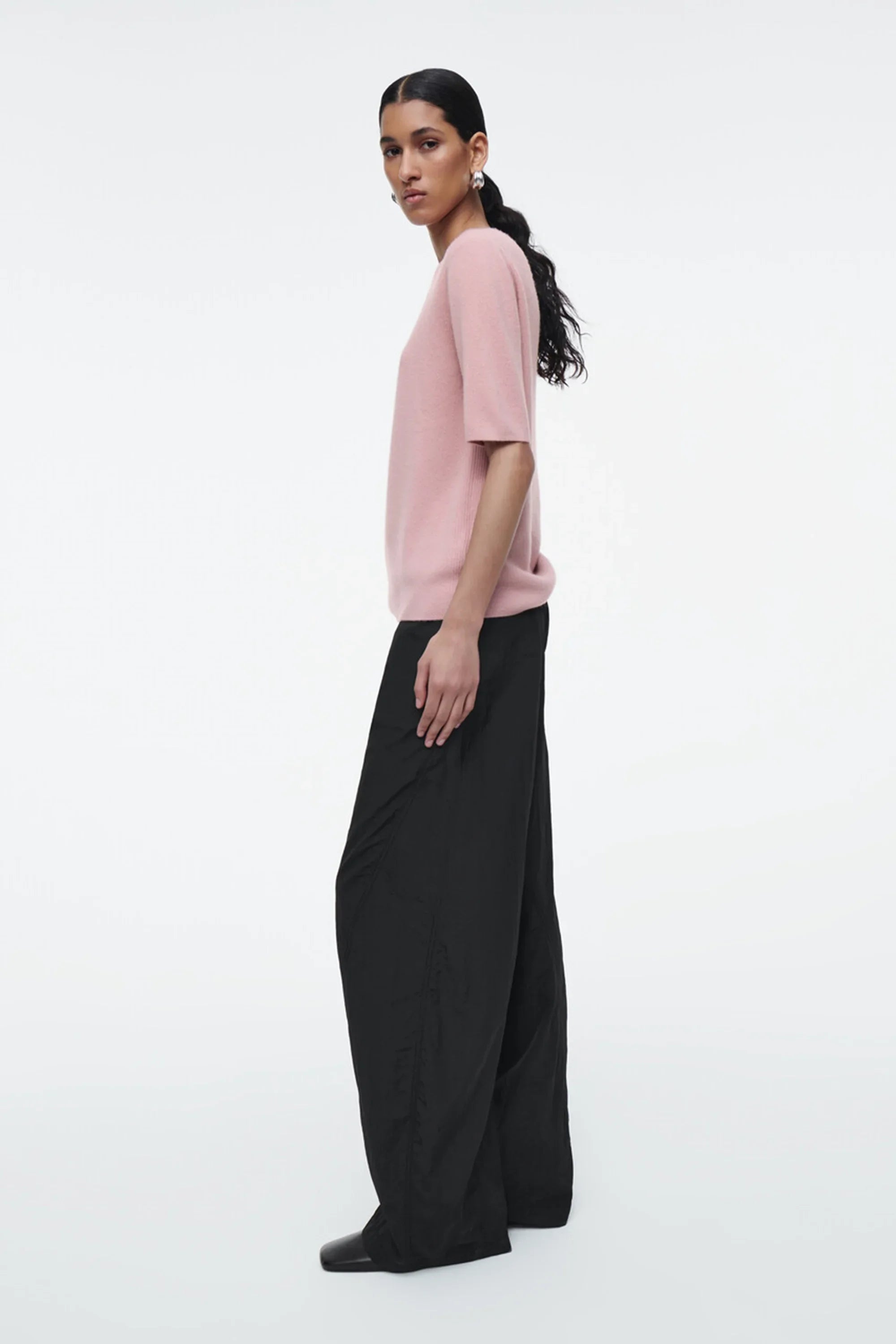 XIMIAN APPAREL 2026 YAZHIMEI cos spring new style of Women's casual fashion standard pink crew-neck knitted T-shirt