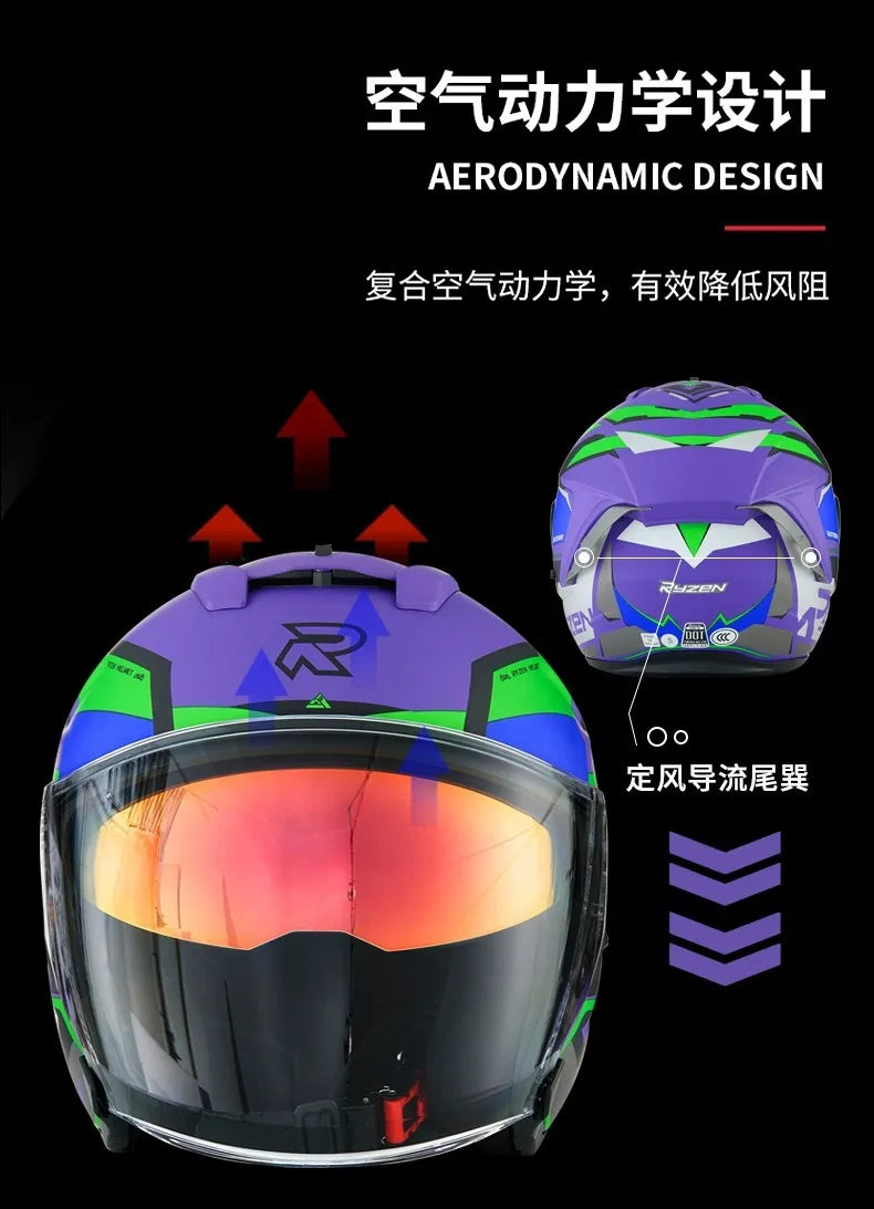 Lightweight Ventilated 3/4 Open Face Helmet DOT ECE Approves Motorbike Scooter Scooter Half Helmet Open Face Casco Moto