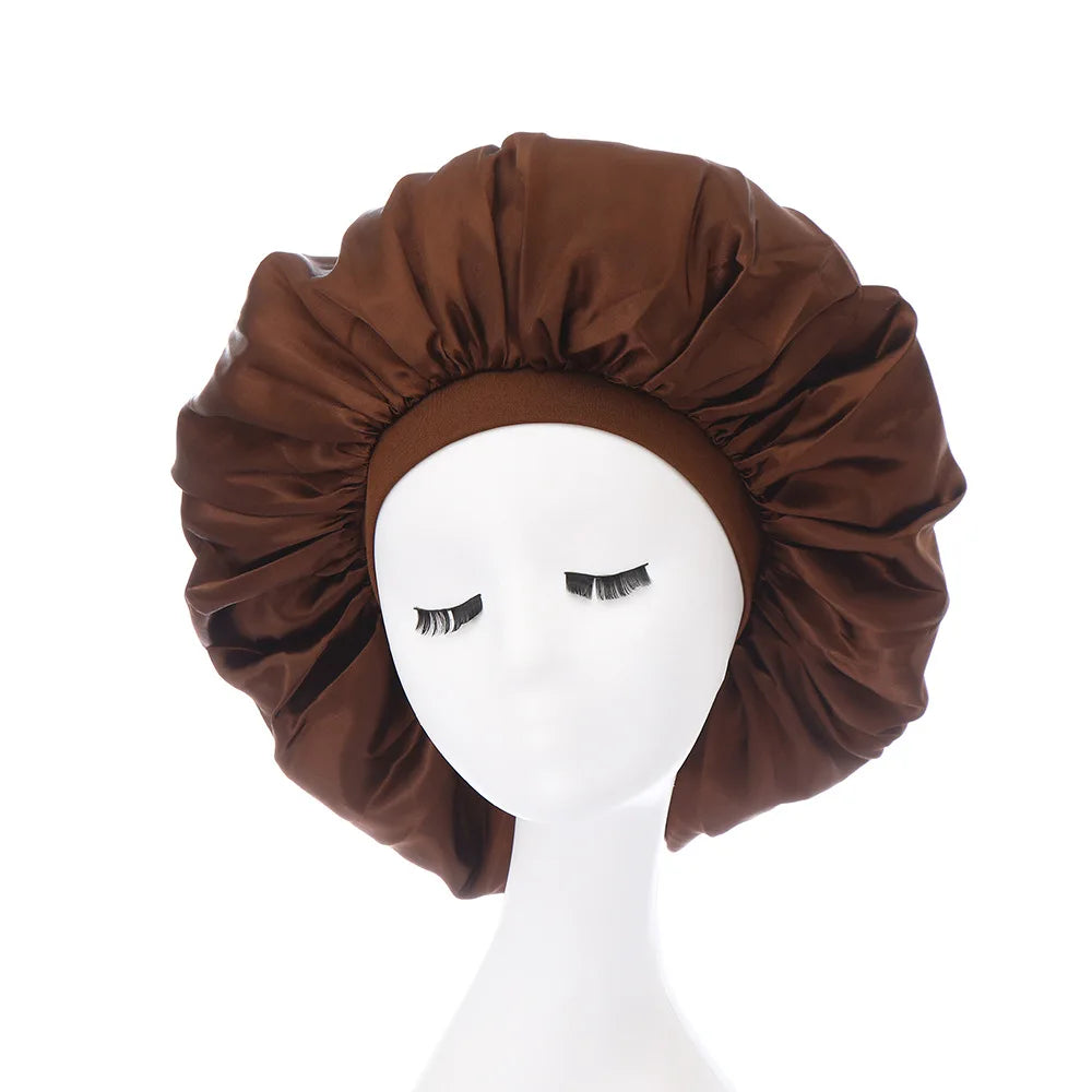 Large Bonnet Women Big Size Satin Bonnet Sleeping Night Women Cap Bonnet Hat Satin Cheveux Nuit Silk Bonnets for Women