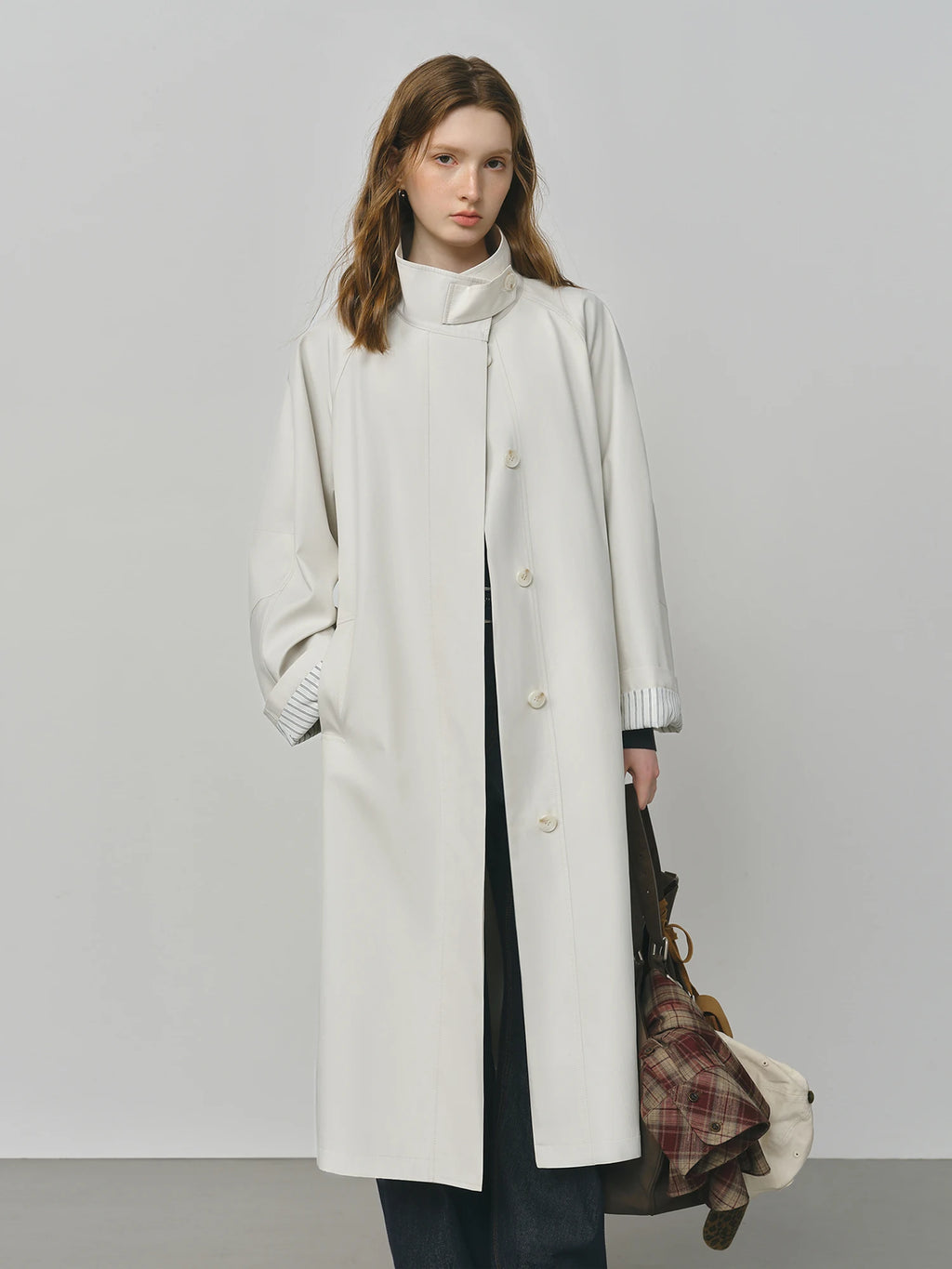 FSLE British Style Design Stand Collar Windbreaker Trench Jacket for Women 2025 Autumn New Arrival Casual Chic Coats for Women