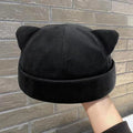 Unisex Cat Ear Cute Dome Caps Men Women Melon Beanie Htas Solid Color Autumn Winter Hip Hop Hat Fashion Korean Version Melon Cap