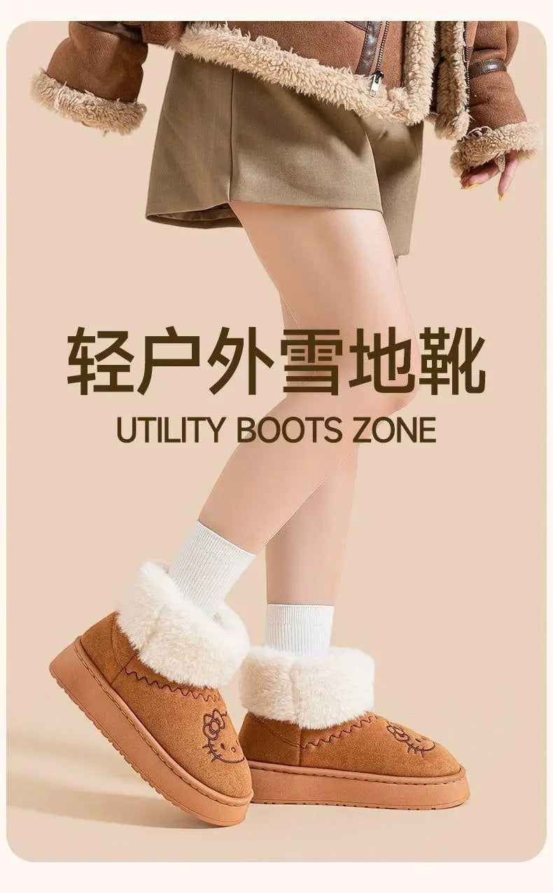 Sanrio Hello Kitty Winter Slippers Y2K Cute Cartoon Outdoor Sports Anti-Slip Slipper Casual Home Warm Shoes Universal Use Gift