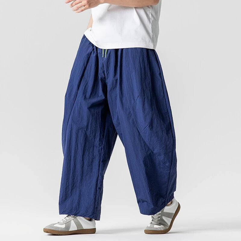 Wide Leg Pants Men and Women summer Light Thin Solid Straight Casual trousers Elastic Waist Harun Pant Loose Oversize Streetwear