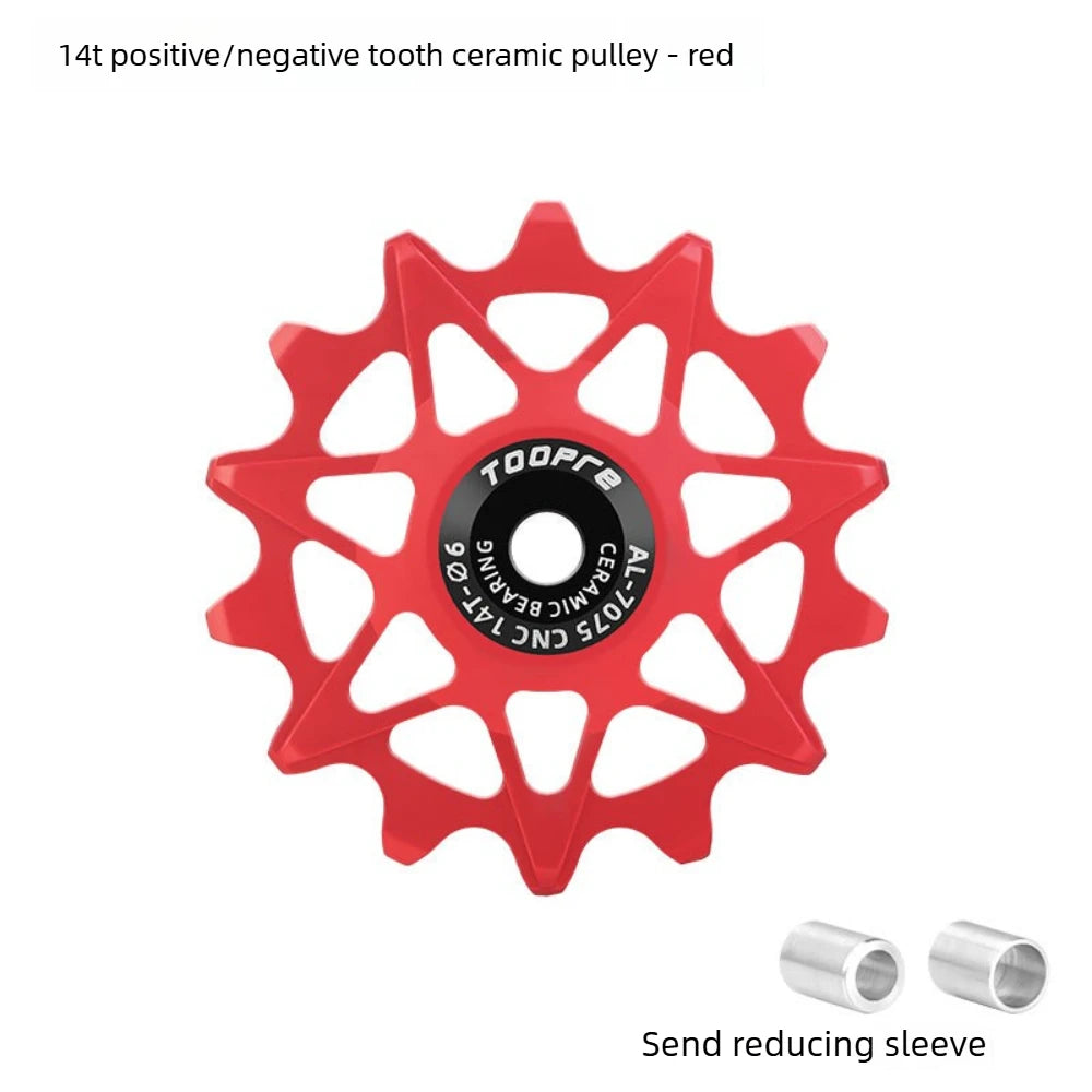 TOOPRE Bicycle Derailleur Jockey Wheels 10/12/14/16T Aluminum Ceramic Bearing Positive Negative Teeth Pulley Hollow Lightweight