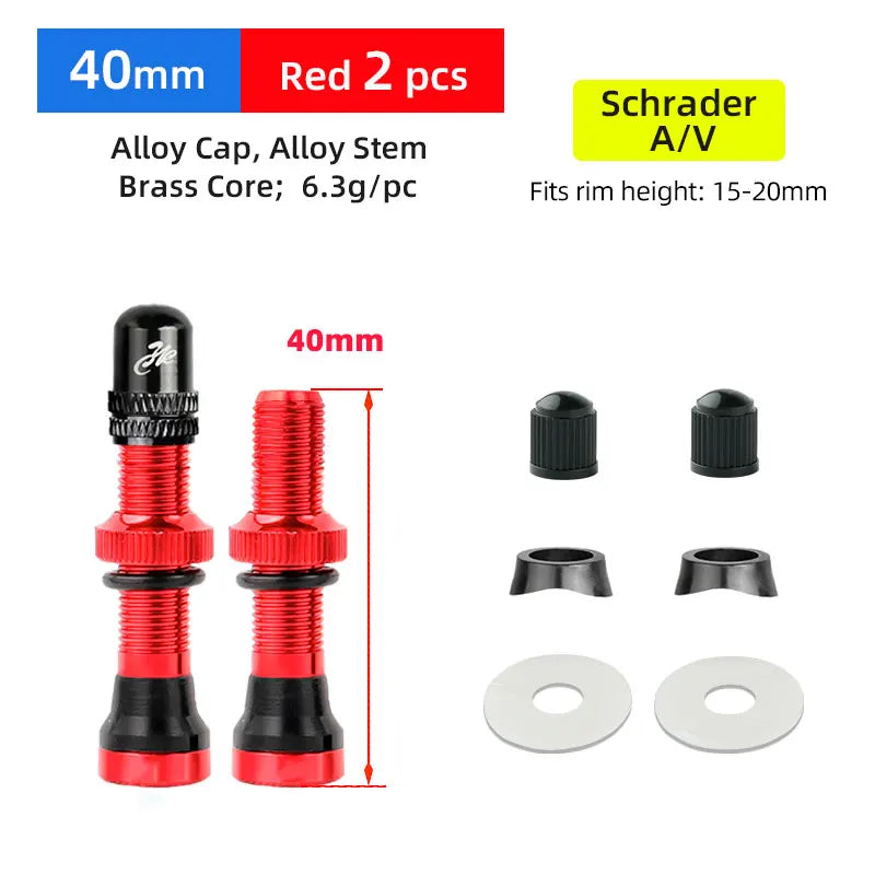 Deemount 2PCS Schrader A/V Valves 40/60mm CNC Machined Anodized for MTB Road Bike Tubeless Rims
