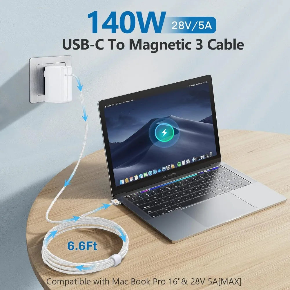140W USB C to Magnetic 3 Cable, Charger for Mac Book Pro 16,15,14,13 inch,2021-2023 M1 M2 Mac Book Air Laptop Power Adapter