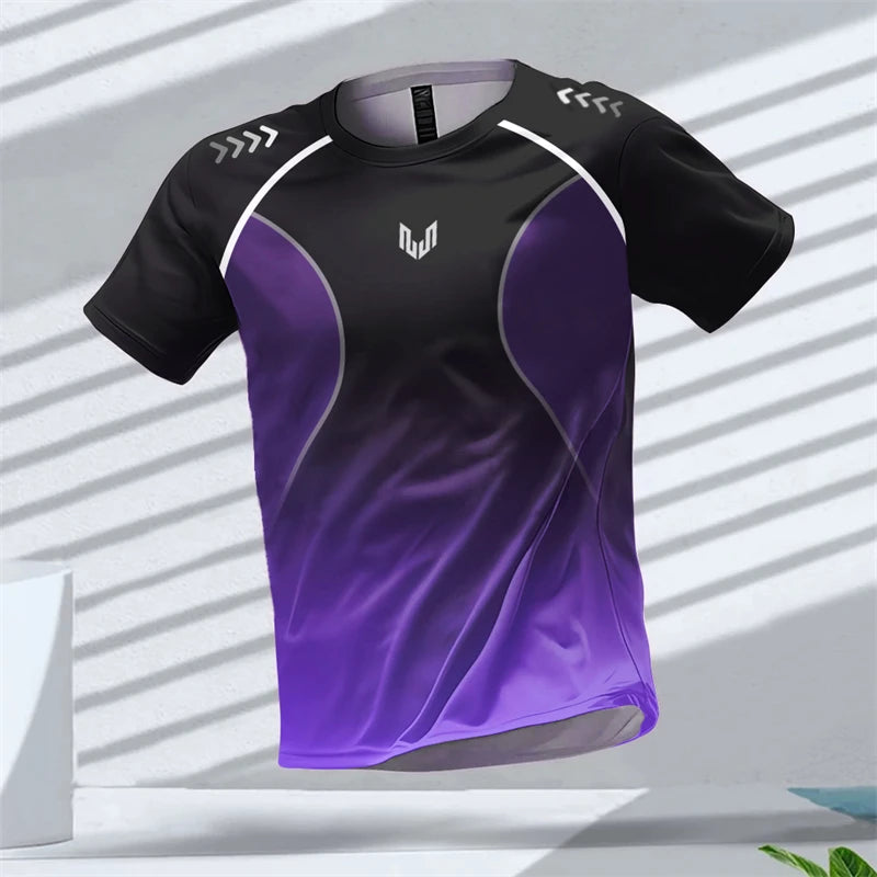 Simple Fashion Quick Dry Sports T Shirts Summer Casual Short Sleeve 3D Printed T-shirts Loose Breathable Fitness Running Tees