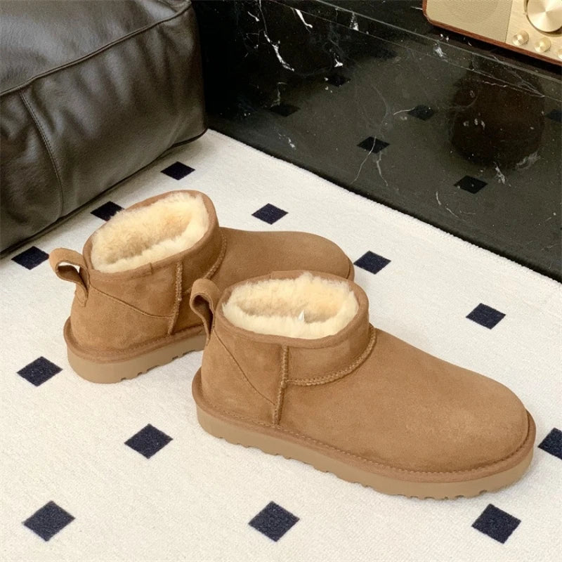 2026 New Design Winter Boots Women Super Mini Real Sheepskin Wool Comfort Warm Natural Fur Shoe Man Classic Snow Boot Size 35-44