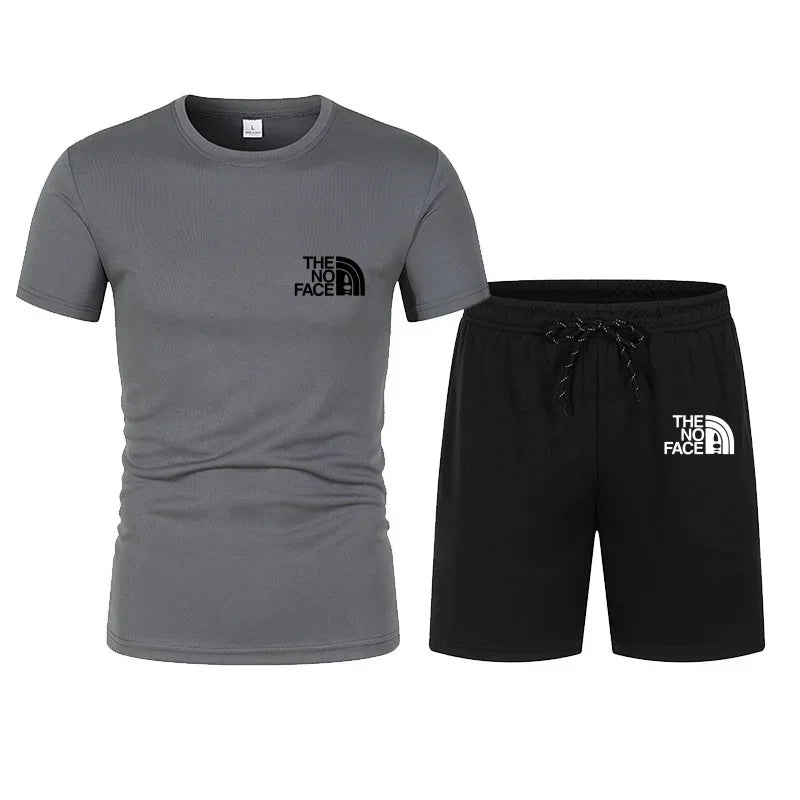 summer fashion trend casual sports two-piece set trendy men's short sleeved T-shirt+shorts set