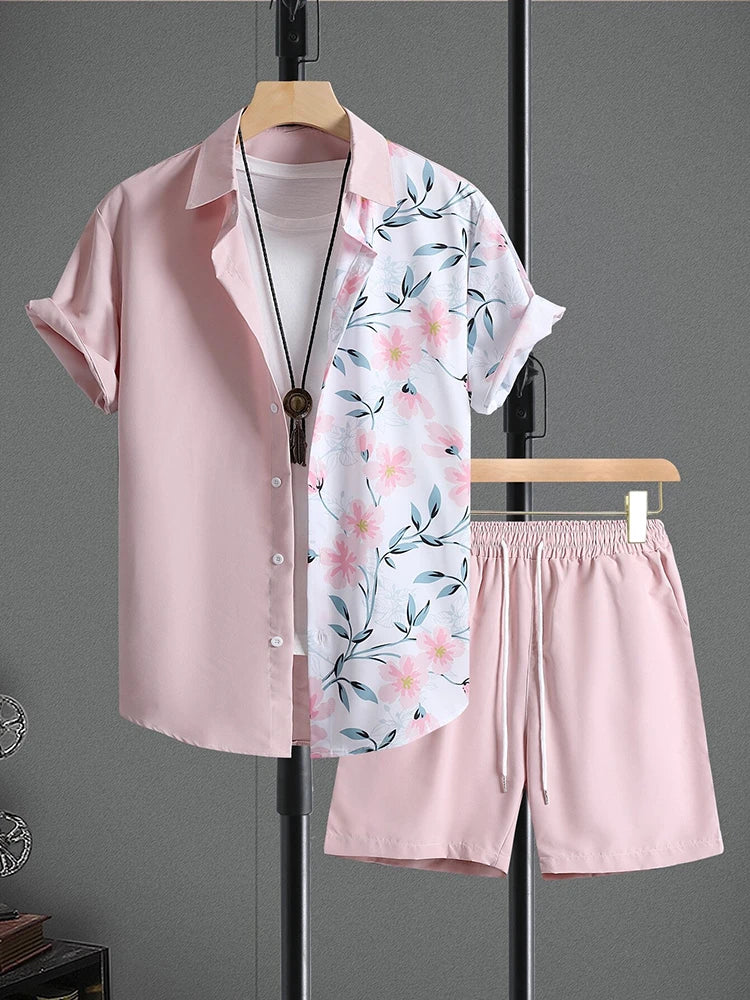 Hawaiian Men's Short Sleeve Shirt And Beach Shorts Set Beach Party Men's Shorts Summer Vacation Fashion Men's Casual Shirt