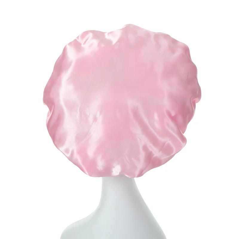 2PCS Milk Imitation Silk Wide Brim Satin Cloth Women's Hair Hat Bonnet Elastic Band Headwear bonnets for women