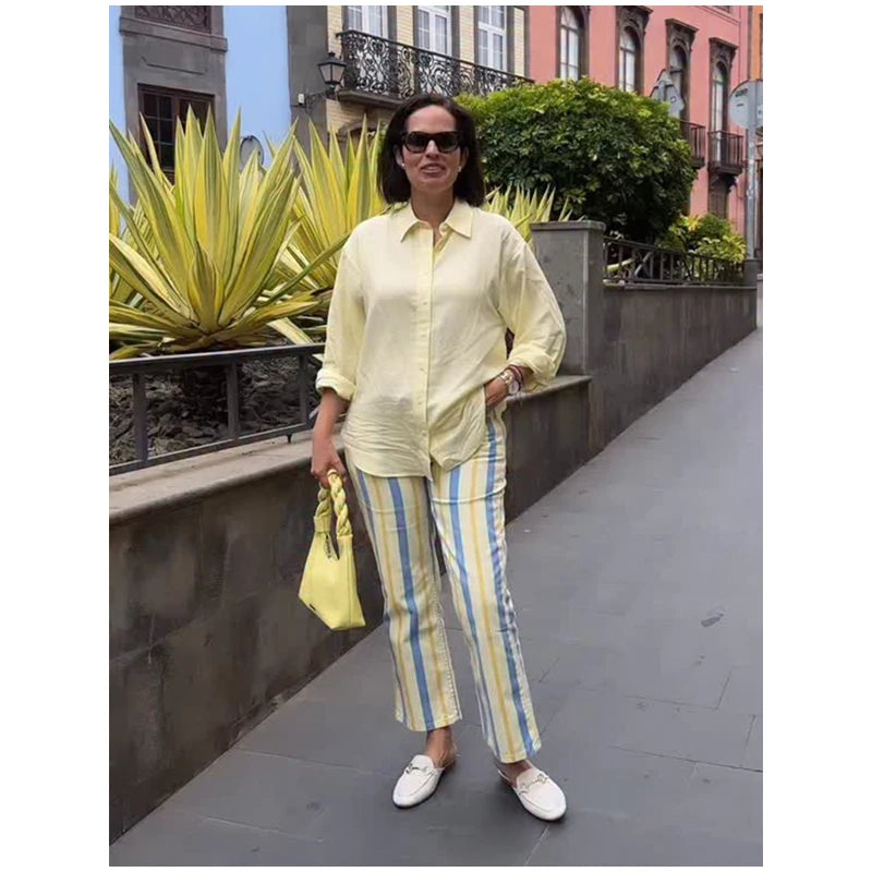 Red White Striped Balloon Pants Women's Elastic Waist Wide Leg Baggy Casual Trouser 2026 Summer New Streetwear Loose Fit Pants