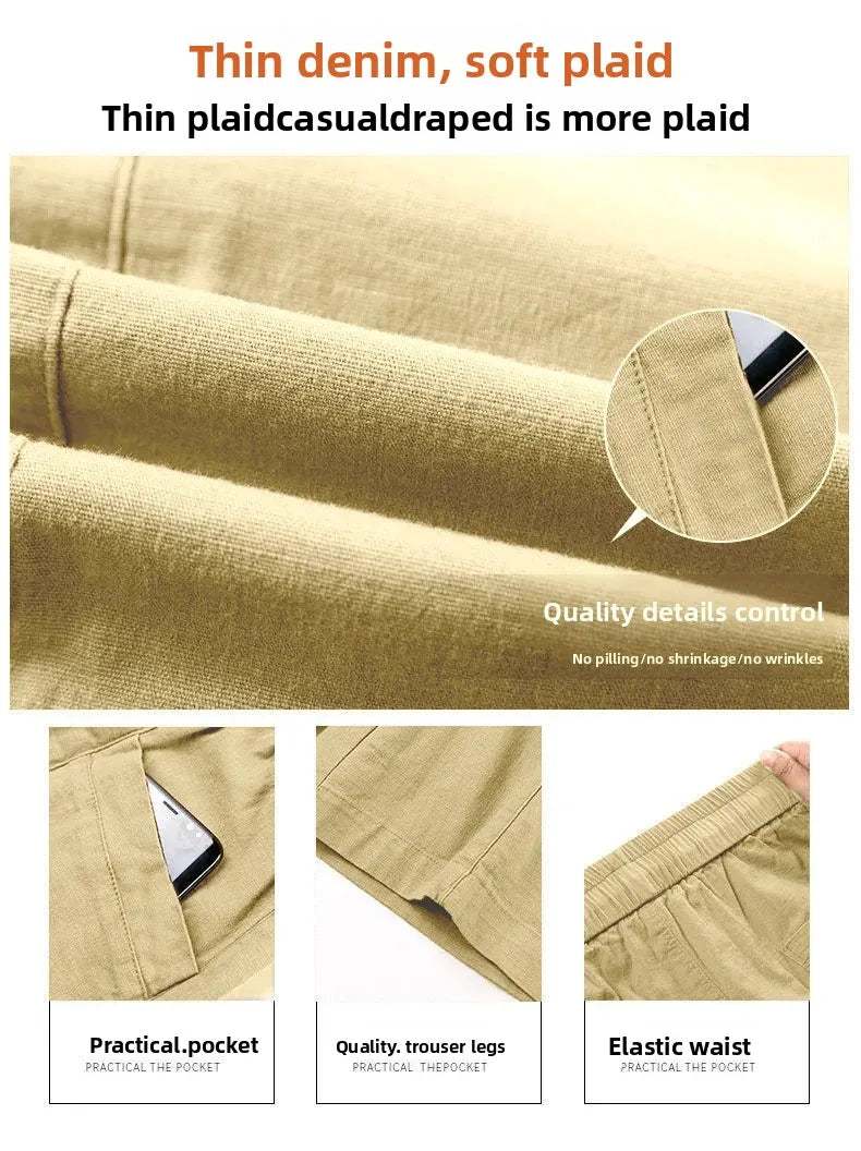 Summer Casual Loose High Waist Slimming Cotton Wide Leg Five-Quarter Length Women's Shorts Versatile Workwear Style Shorts