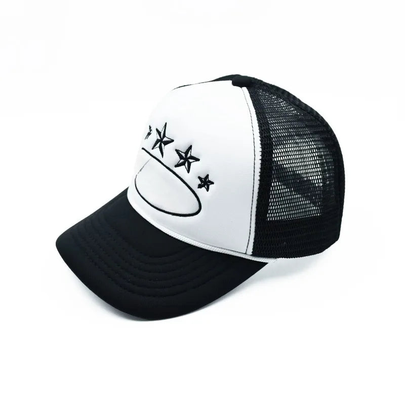 2026 Summer New Fashion 5 Stars Island Embroidery Baseball Cap for Men and Women Breathable Mesh Cap Adjustable
