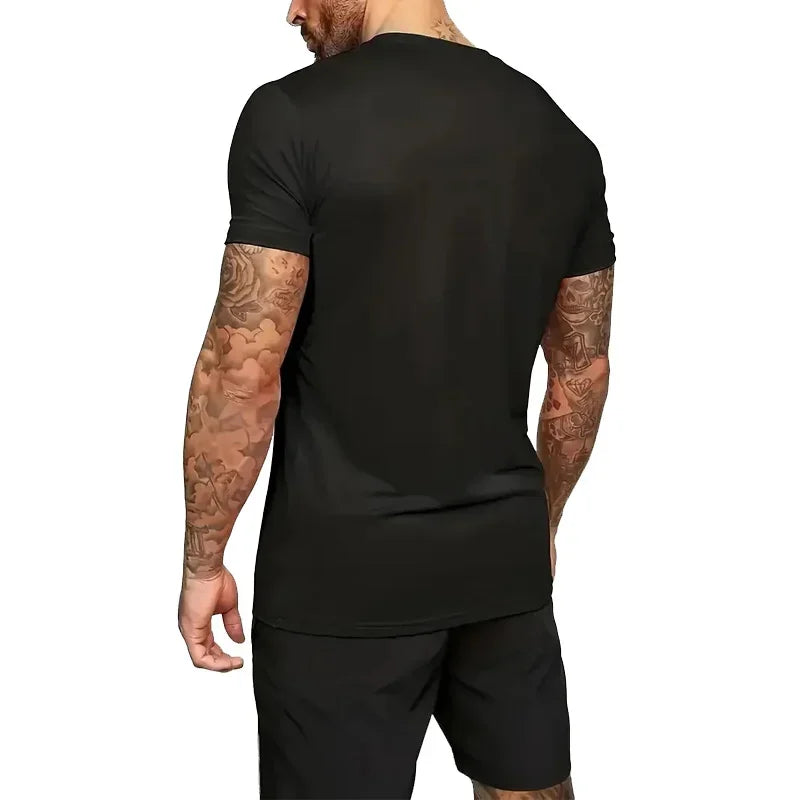 2026 Summer Men's Casual Loose Comfortable Mesh Breathable Quick-Dry Short-Sleeved Sports T-Shirt Shorts Set