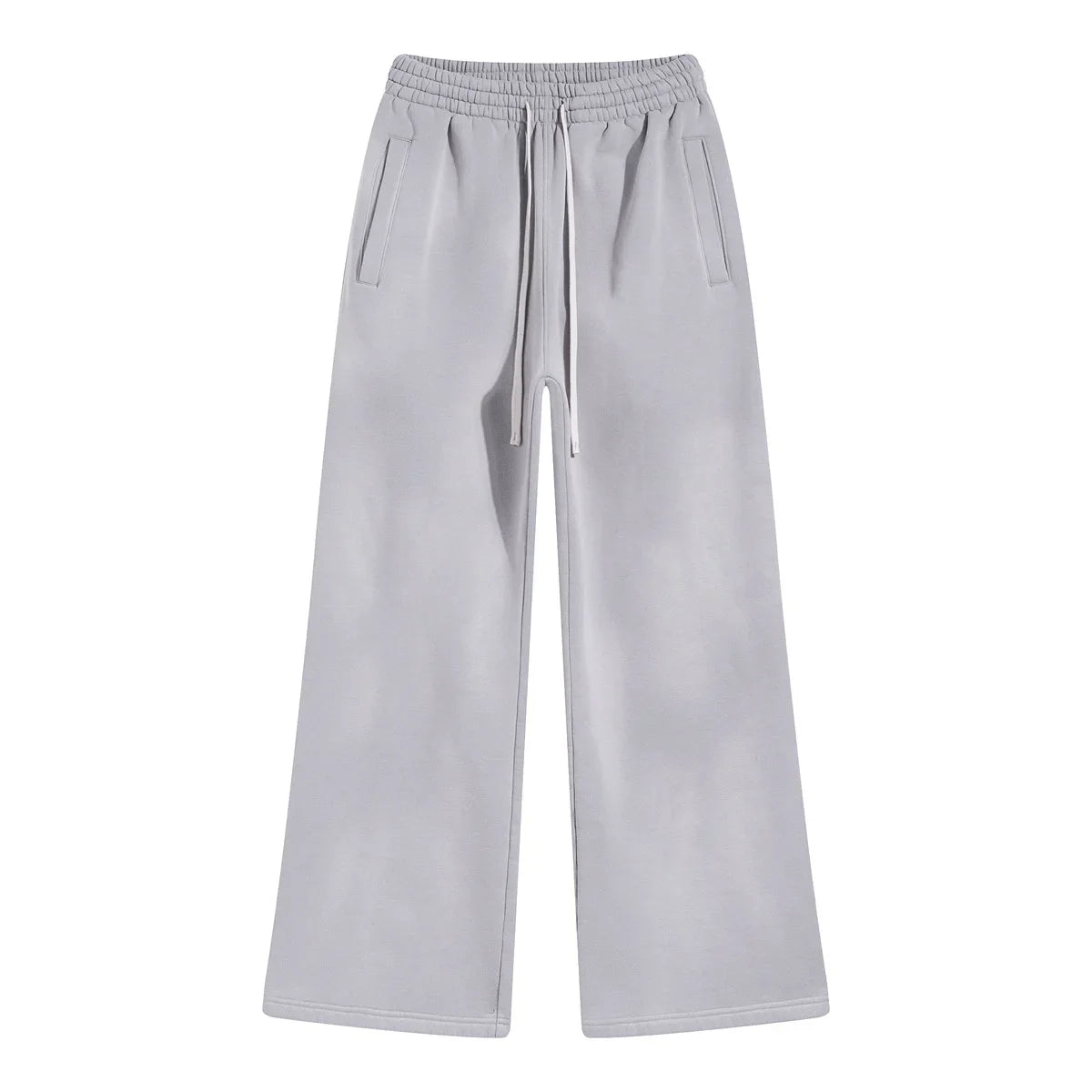 2025 Winter New Fleece Sweatpants Men Splashing Ink Spray Dyeing Wash Distressed Wide Joggers Grinding Edges Baggy Plush Pants