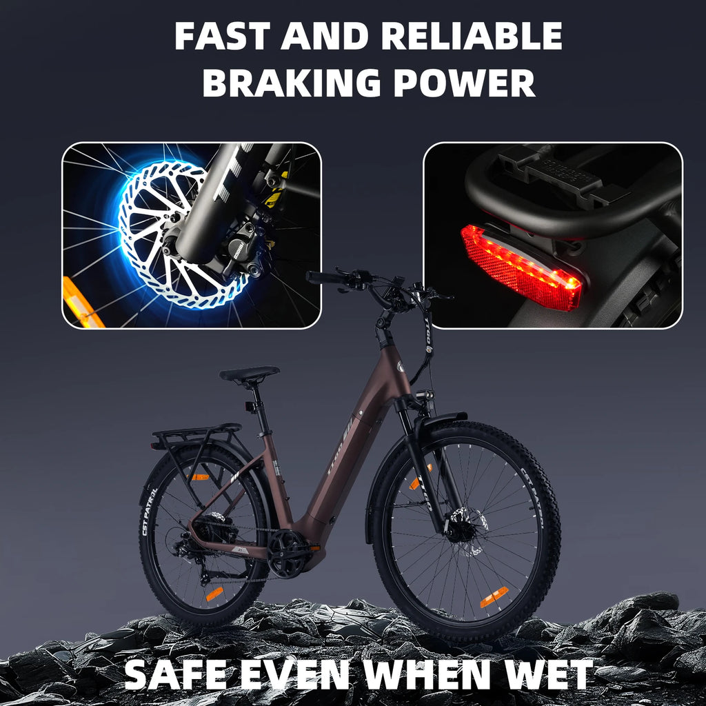 Electric Bicycle 250W48V 7-Speed CityTTGO Z3 EBike Adult Urban Commuting Pedelec CE EN15194 Compliant E-Bike